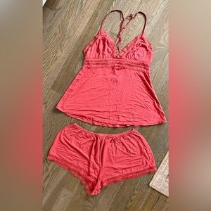 Victoria’s Secret Short Pajama Set in Rust with Lace Detail